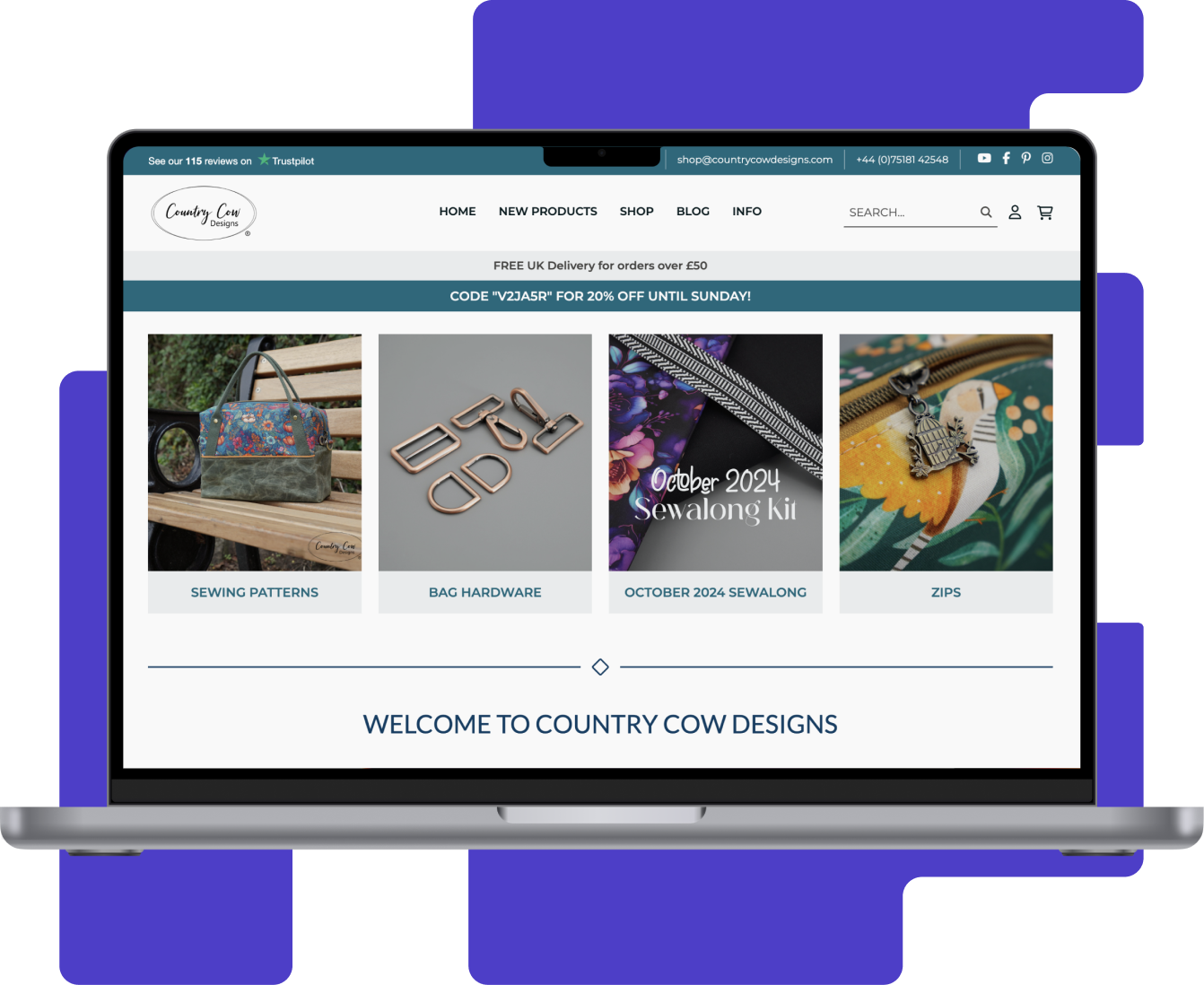 Screenshot of Country Cow Designs website